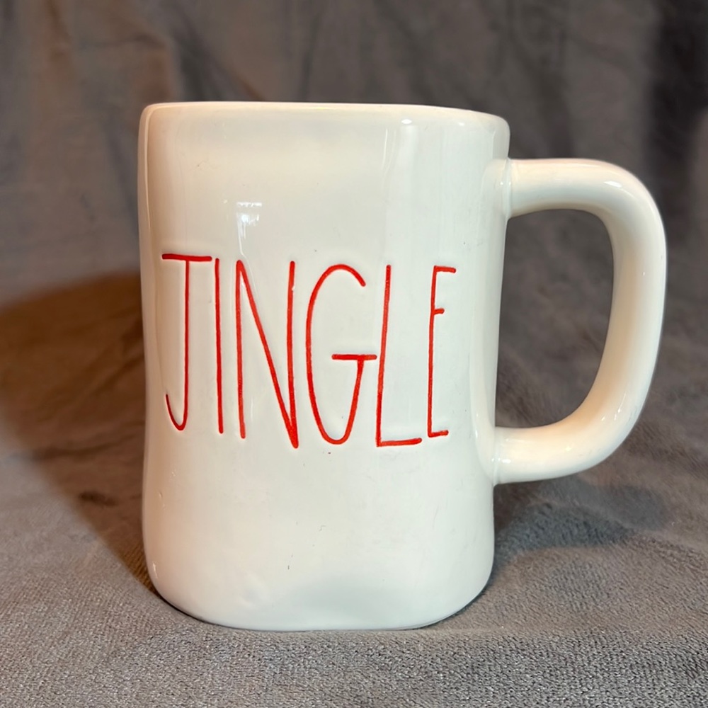 Rae Dunn White and Red Jingle Ceramic Mug